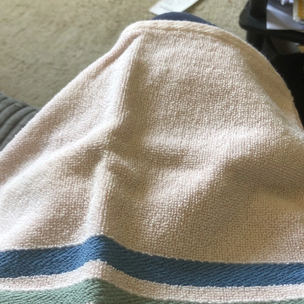 Striped Terry  wash  cloth - Cream and